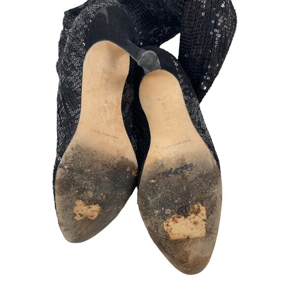 Manolo Blahnik Sequined Pascalare Over the Knee Boots Black Size 37.5 - Picture 9 of 12